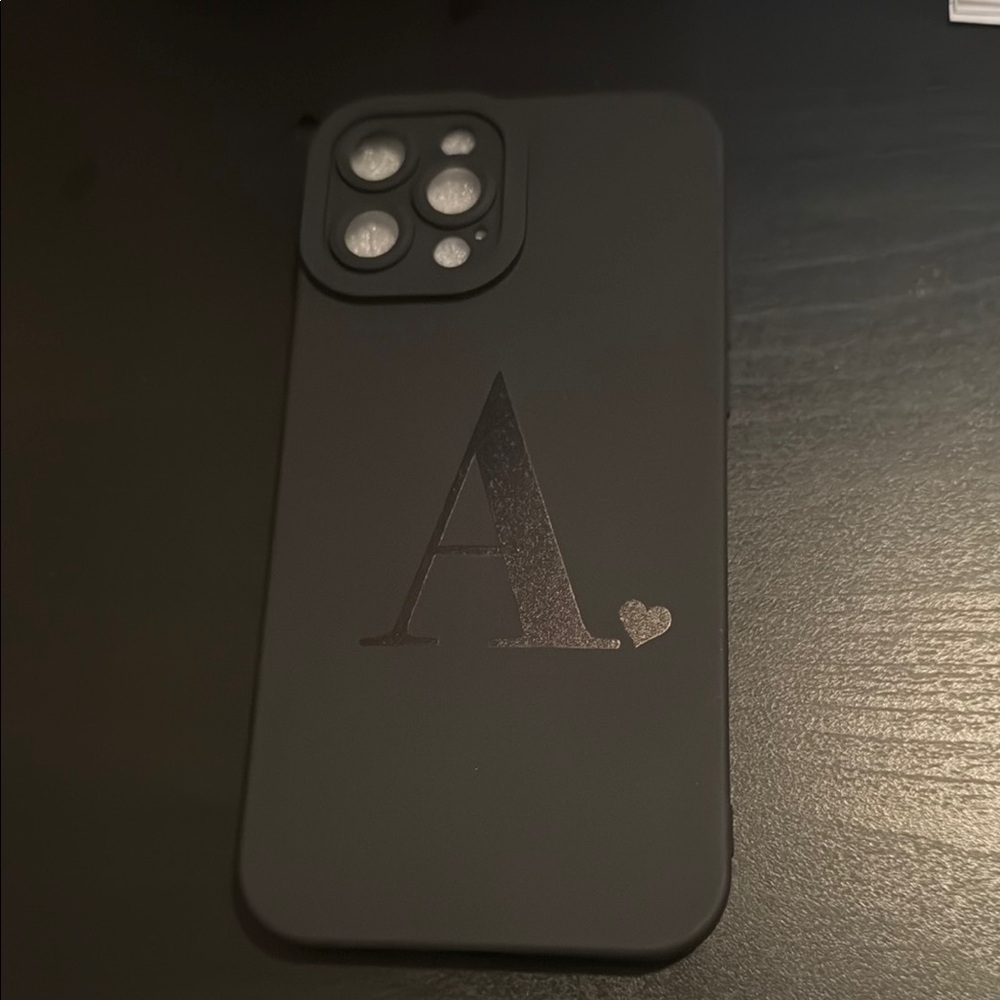 Black “A” Phone Case with Heart